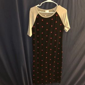 Lularoe grey black and red quarter sleeve dress